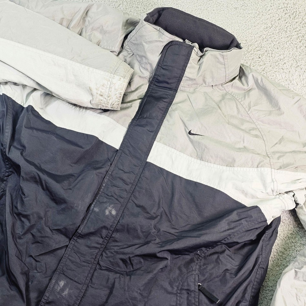Nike Ski Jacket Mens 2XL Gray Hooded Full Zip‎ Insulated Colorblock Nylon Winter